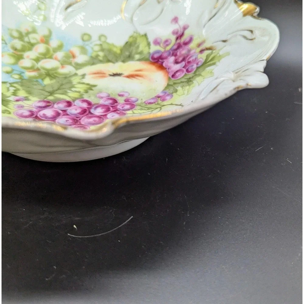 Antique Art Nouveau PS Germany Fruit Centerpiece Bowl Transferware 10